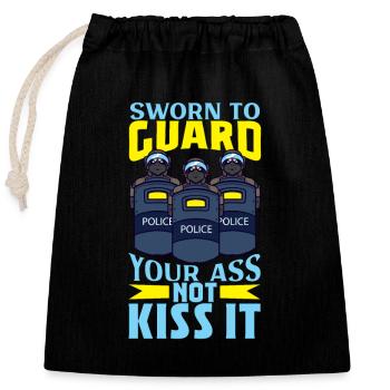 Police Cop Officer Police Office - Closable cotton gift bag (25x30cm) - black - Front