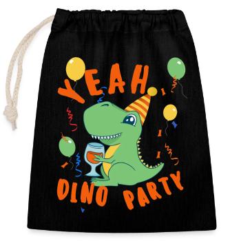 Yeah Dino Party - Verschließbarer Geschenkbeutel aus Baumwolle (25x30cm) - Schwarz - Vorne