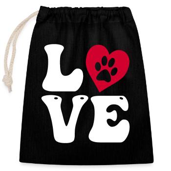 Labrador Love - Verschließbarer Geschenkbeutel aus Baumwolle (25x30cm) - Schwarz - Vorne