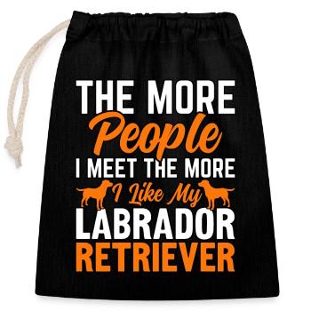 LABRADOR RETRIEVER - Closable cotton gift bag (25x30cm) - black - Front