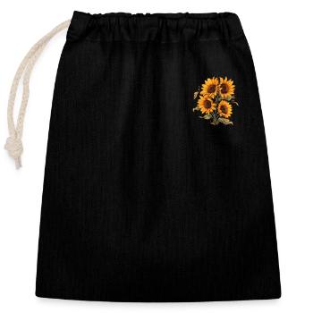 Funny Flower Patch Cool Yellow Sunflower Floral - Sac cadeau en coton avec cordon (25 x 30 cm) - noir - Devant