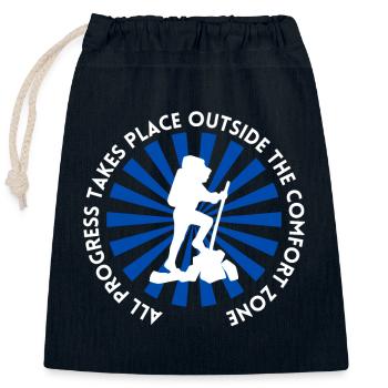 Hiking progress outside the comfort zone - Closable cotton gift bag (25x30cm) - navy - Front