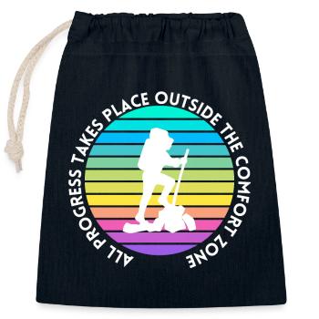 Hiking progress outside the comfort zone - Closable cotton gift bag (25x30cm) - navy - Front