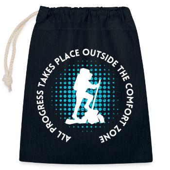 Hiking progress outside the comfort zone - Closable cotton gift bag (25x30cm) - navy - Front