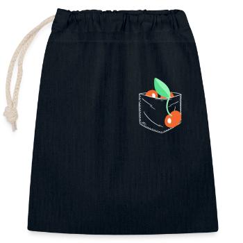 Kirsche Frucht Kirschen Cherry - Verschließbarer Geschenkbeutel aus Baumwolle (25x30cm) - Navy - Vorne