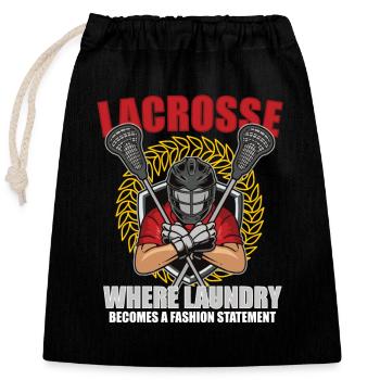Lacrosse-spieler Lacrosse-trainer Lax Player - Verschließbarer Geschenkbeutel aus Baumwolle (25x30cm) - Schwarz - Vorne