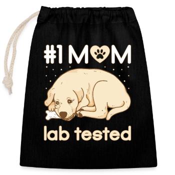 mom lab tested - Verschließbarer Geschenkbeutel aus Baumwolle (25x30cm) - Schwarz - Vorne