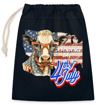 July 4 - U.S. Independence Day - Closable cotton gift bag (25x30cm) - navy - Front