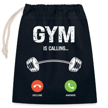 Le gymnase appelle - - Sac cadeau en coton avec cordon (25 x 30 cm) - bleu marine - Devant