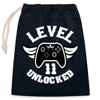 Level 11 Unlocked 11 Geburtstag - Verschließbarer Geschenkbeutel aus Baumwolle (25x30cm) - Navy - Vorne