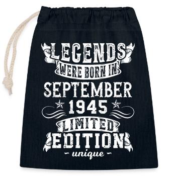 Anniversaire Septembre 1945 année Edition Limitée - Sac cadeau en coton avec cordon (25 x 30 cm) - bleu marine - Devant
