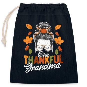 A grateful grandma's Thanksgiving Day Fall Season - Closable cotton gift bag (25x30cm) - navy - Front
