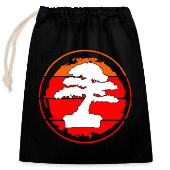 Bonsai Baum Design für Bonsai Anfänger Liebhaber - Verschließbarer Geschenkbeutel aus Baumwolle (25x30cm) - Schwarz - Vorne