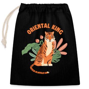 Oriental King Raubkatze Königstiger Sibirischer - Verschließbarer Geschenkbeutel aus Baumwolle (25x30cm) - Schwarz - Vorne