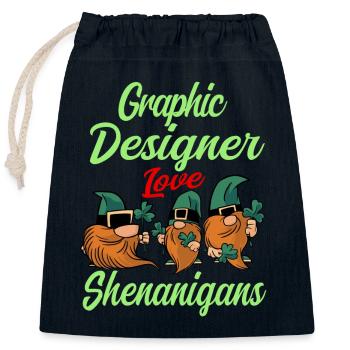 Graphic Designer St. Patrick's Day - Closable cotton gift bag (25x30cm) - navy - Front