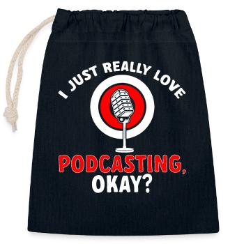 Podcaster Podcast - Closable cotton gift bag (25x30cm) - navy - Front