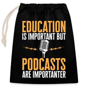 Podcaster Podcast - Closable cotton gift bag (25x30cm) - black - Front