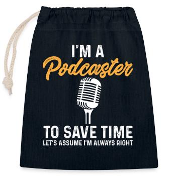 Podcaster Podcast - Closable cotton gift bag (25x30cm) - navy - Front