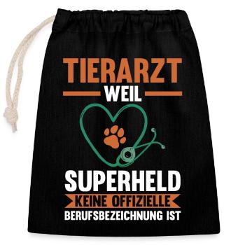 Veterinär Tiermedizin Tierarzt - Verschließbarer Geschenkbeutel aus Baumwolle (25x30cm) - Schwarz - Vorne