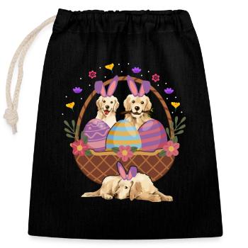 Labrador Ostern - Verschließbarer Geschenkbeutel aus Baumwolle (25x30cm) - Schwarz - Vorne