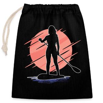 Stand up Paddle SUP Board Surfen Paddling - Verschließbarer Geschenkbeutel aus Baumwolle (25x30cm) - Schwarz - Vorne