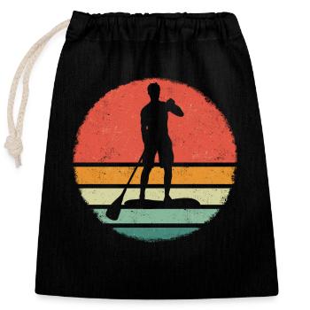 Stand up Paddle SUP Board Surfen Paddling - Verschließbarer Geschenkbeutel aus Baumwolle (25x30cm) - Schwarz - Vorne