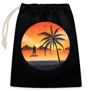 Stand up Paddle SUP Board Surfen Paddling - Verschließbarer Geschenkbeutel aus Baumwolle (25x30cm) - Schwarz - Vorne