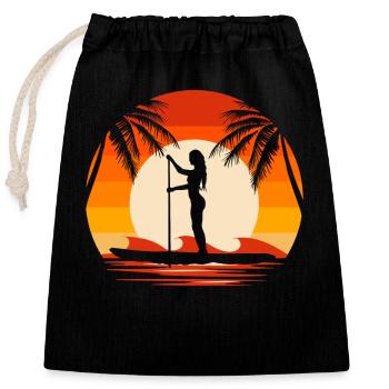 Stand up Paddle SUP Board Surfen Paddling - Verschließbarer Geschenkbeutel aus Baumwolle (25x30cm) - Schwarz - Vorne