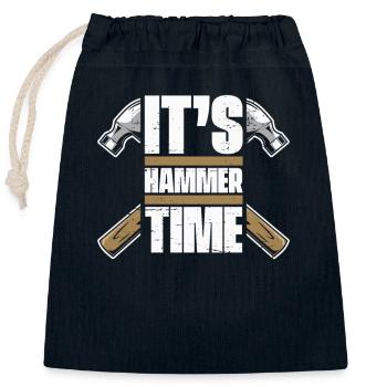 C’est l’heure du marteau Charpentier Technicien en bois Charpentier - Sac cadeau en coton avec cordon (25 x 30 cm) - bleu marine - Devant