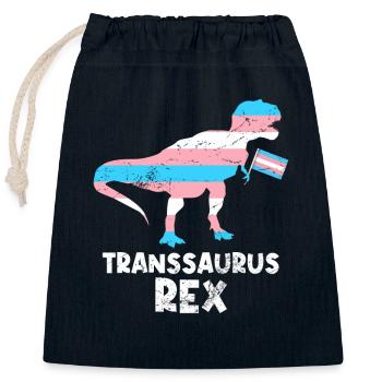 Dinosaure Transsaurus rex dans un drapeau transgenre - Sac cadeau en coton avec cordon (25 x 30 cm) - bleu marine - Devant