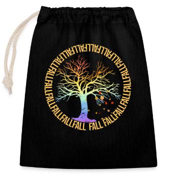 Autumn Season Autumn Equinox Tree Leaf - Closable cotton gift bag (25x30cm) - black - Front