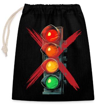 Traffic light traffic light government prohibition sign - Closable cotton gift bag (25x30cm) - black - Front