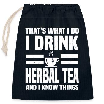Herb tea - Closable cotton gift bag (25x30cm) - navy - Front