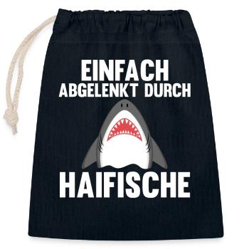 Fische Haifisch - Verschließbarer Geschenkbeutel aus Baumwolle (25x30cm) - Navy - Vorne