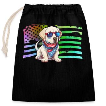 Labrador - Verschließbarer Geschenkbeutel aus Baumwolle (25x30cm) - Schwarz - Vorne