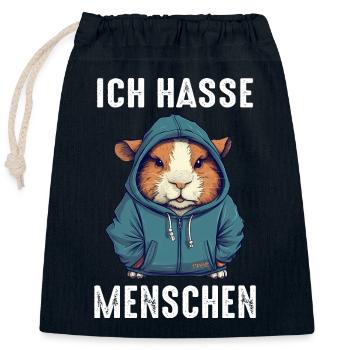 Meerschweinchen Kurzhaar Langhaar Crested - Verschließbarer Geschenkbeutel aus Baumwolle (25x30cm) - Navy - Vorne