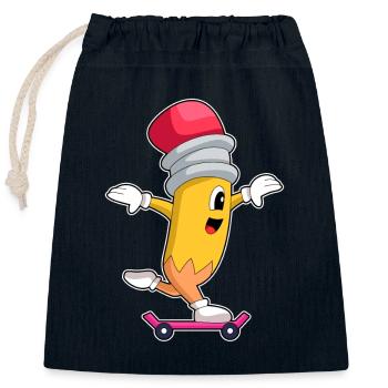 Bleistift Skater Skateboard - Verschließbarer Geschenkbeutel aus Baumwolle (25x30cm) - Navy - Vorne