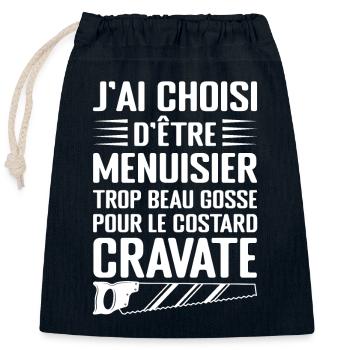 Humour Menuisier Atelier de Menuiserie - Sac cadeau en coton avec cordon (25 x 30 cm) - bleu marine - Devant