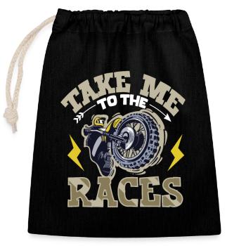 Motocross, moto tout-terrain, motocross, motocross - Sac cadeau en coton avec cordon (25 x 30 cm) - noir - Devant