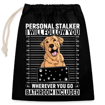 Personal Stalker Je te suivrai Labrador - Sac cadeau en coton avec cordon (25 x 30 cm) - noir - Devant