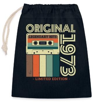Birthday present 1973 - Closable cotton gift bag (25x30cm) - navy - Front