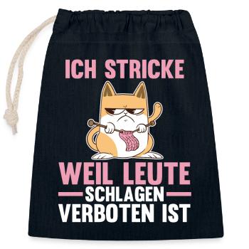 Häkeln Nähen Stricken - Verschließbarer Geschenkbeutel aus Baumwolle (25x30cm) - Navy - Vorne