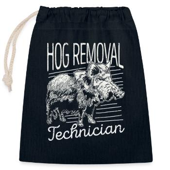 Pig Removal Technician Wild Boar Hunting - Closable cotton gift bag (25x30cm) - navy - Front