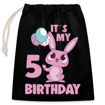 It ́s My 5 Birthday 5 Years Old Bday Girl Gift Idea - Closable cotton gift bag (25x30cm) - black - Front