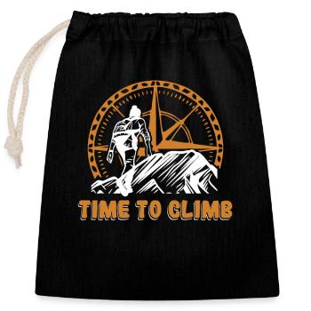 Time To Climb Alpinklettern Sportklettern Kraxler - Verschließbarer Geschenkbeutel aus Baumwolle (25x30cm) - Schwarz - Vorne
