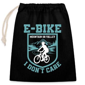 E-Bike Mountain Or Valley I Don't Care Pedelec Ele - Verschließbarer Geschenkbeutel aus Baumwolle (25x30cm) - Schwarz - Vorne
