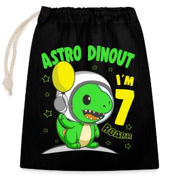 7 Years old Birthday Boy Astro Dinout - 7th B-Day - Closable cotton gift bag (25x30cm) - black - Front