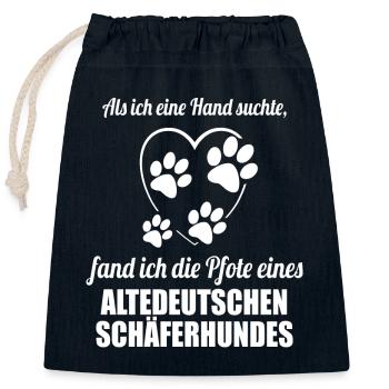Hand & Pfote - Spruch - Altdeutscher Schäferhund - Verschließbarer Geschenkbeutel aus Baumwolle (25x30cm) - Navy - Vorne