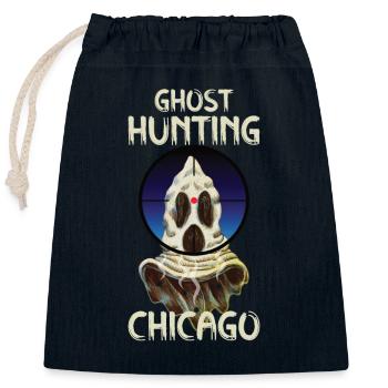 Enquêteur paranormal Chicago Ghost Hunter Ghost - Sac cadeau en coton avec cordon (25 x 30 cm) - bleu marine - Devant