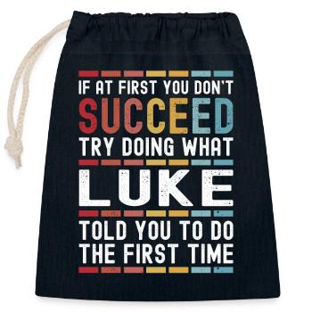 Luke Name Personalized Funny Birthday Christmas - Closable cotton gift bag (25x30cm) - navy - Front